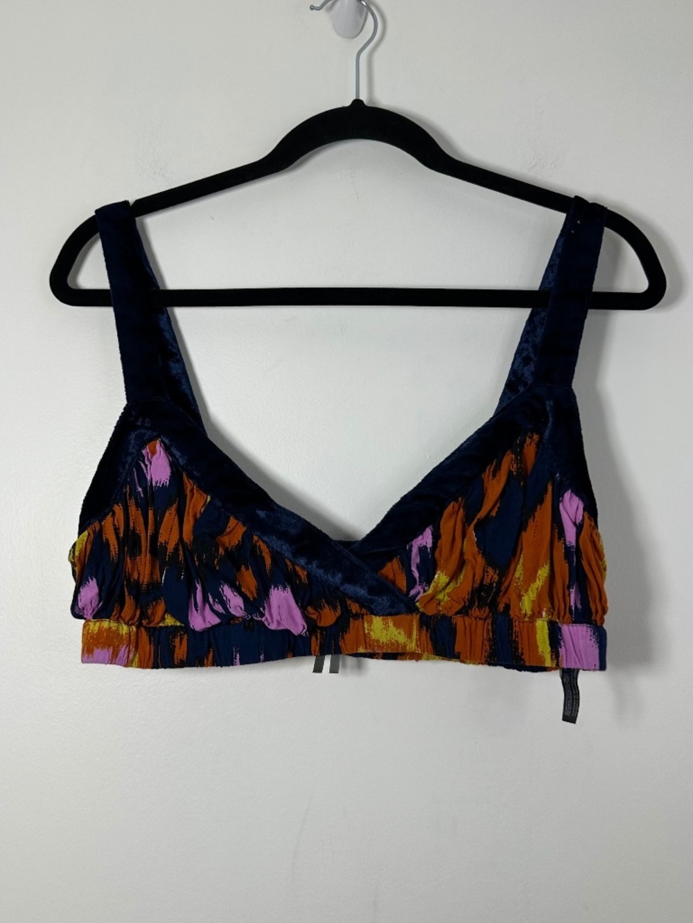 Anthropologie Womens Medium Multi-Textured Bralette Crop Top Boho Abstract Print